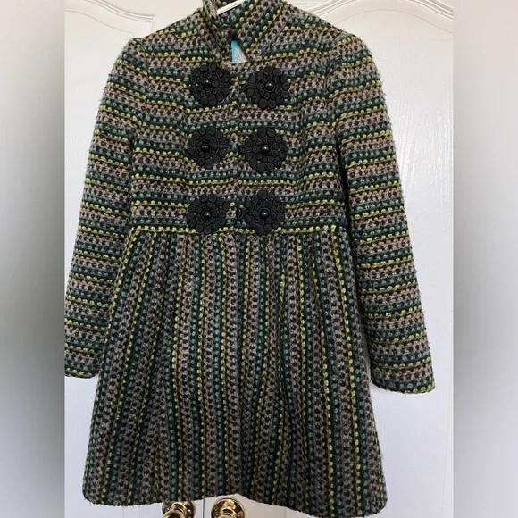 Plenty by Tracy Reese Striped Green and Black Cape - Picture 1 of 8